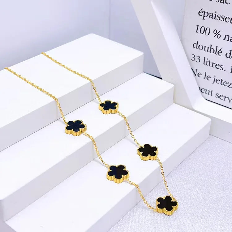 BloomFlip™ Reversible 5-Petal Flower Jewelry Set – Stainless Steel Necklace, Bracelet & Earrings (2-in-1 Wear)