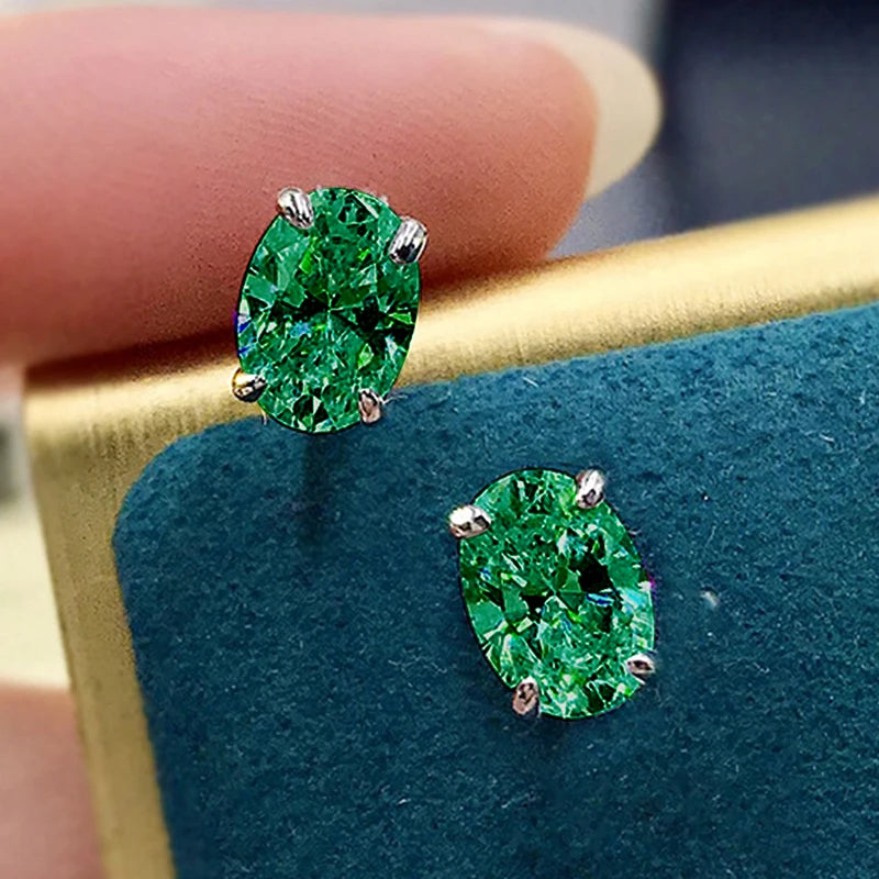 CAOSHI Elegant Oval-Cut CZ Stud Earrings – Simple Shiny Crystal Jewelry for Women | Timeless & Versatile Accessories