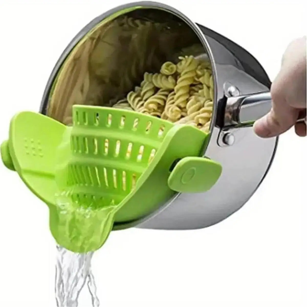 SnapStrain™ — Adjustable Clip-On Pot & Pan Strainer