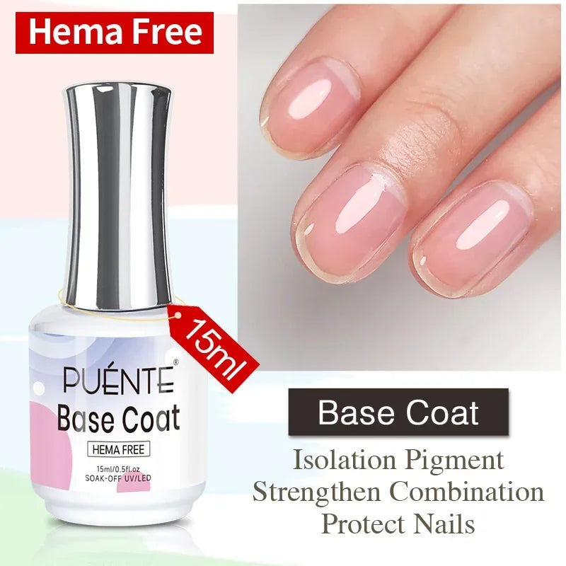 15ML HEMA-Free Base & Top Coat Set – Crystal Glossy & Velvet Matte Finish for Sensitive Nails | Soak-Off UV/LED Gel Varnish