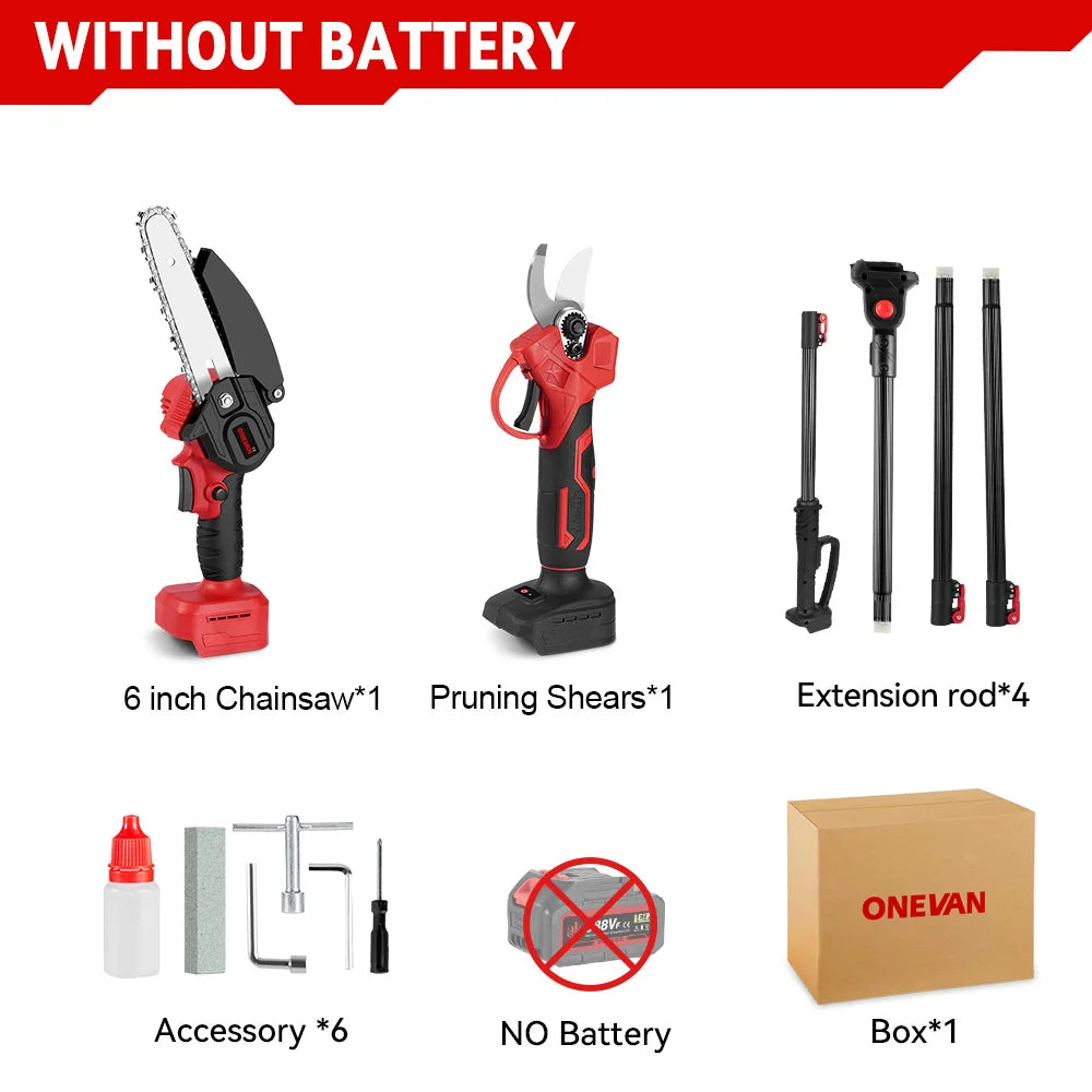 ONEVAN PowerTrim Pro™ — 3-in-1 Cordless Chainsaw & Pruning Shears (3500W, Brushless Motor)