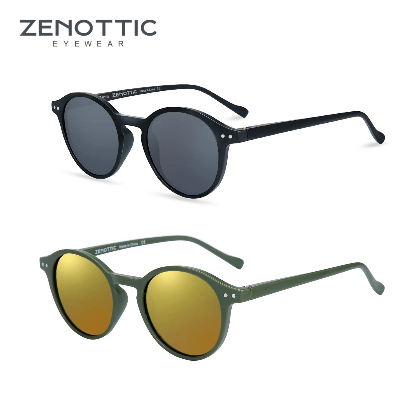 ZENOTTIC™ Retro Polarized Sunglasses – Unisex Small Round Vintage Frame UV400 Goggles (2023–2024 Edition)
