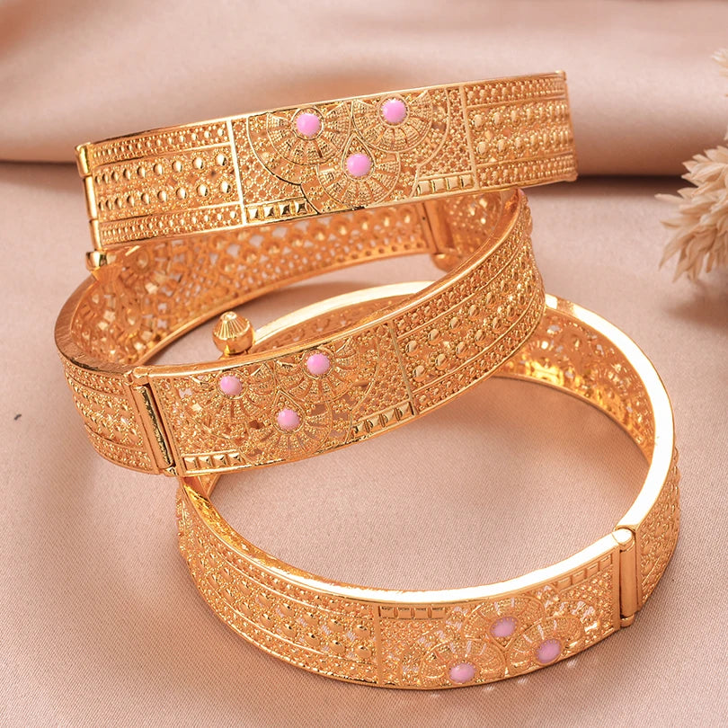 Ethiopian Gold Color Wedding Bangles – African & Middle Eastern Bridal Jewelry for Women