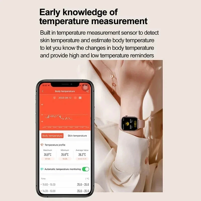 2025 VitalCare™ ECG+PPG Smartwatch – Advanced Blood Pressure, Lipid, Uric Acid & Menstrual Health Tracker for Women