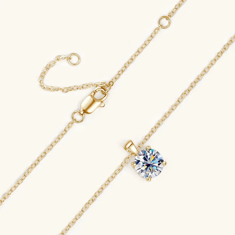 JoyceJelly™ 1ct Moissanite Pendant Necklace | Classic 4-Prong Luxury Fine Jewelry