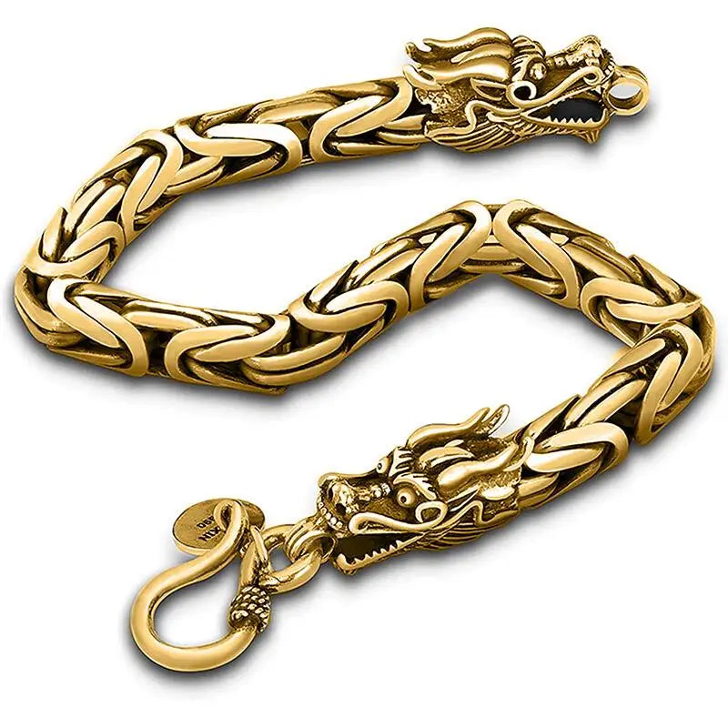 Vintage Silver Ethnic Dragon Cuff Bracelet – Bold Men’s Motorcycle & Street Style Jewelry