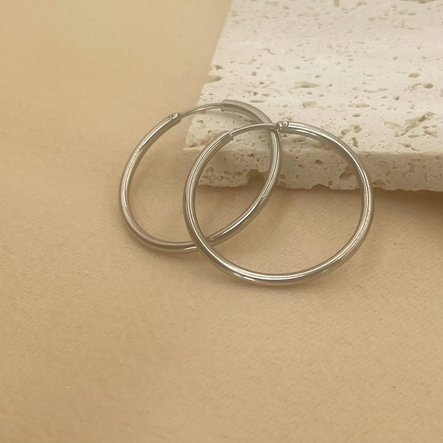 Bold Elegance: 12–70mm Stainless Steel Minimalist Gold Hoop Earrings for Women