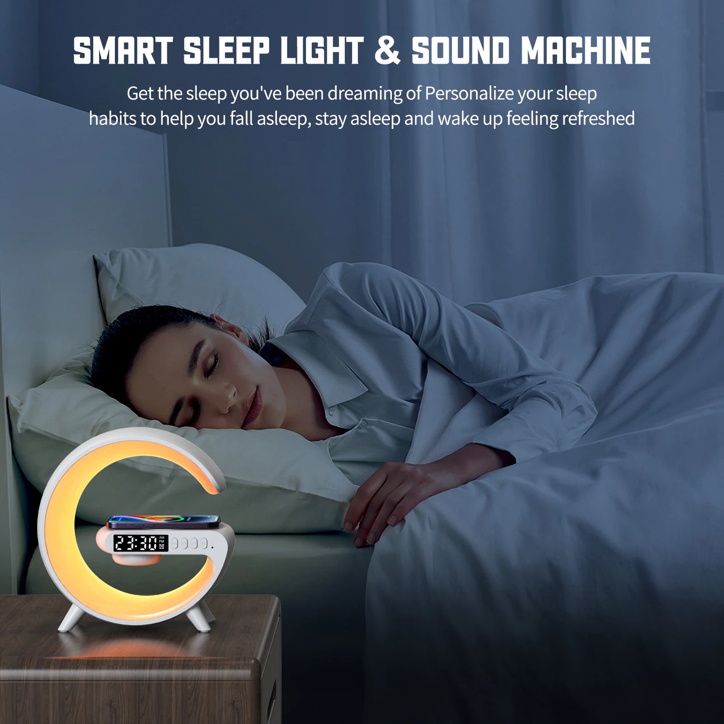 AuraCharge Station™ — 6-in-1 Wireless Charger with Speaker & RGB Night Light