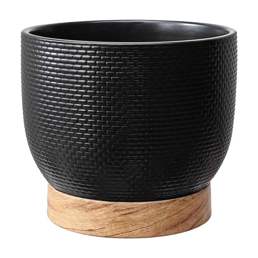 CeramiWeave™ 8-Inch Woven Ceramic Planter – Modern Indoor/Outdoor Pot with Drainage