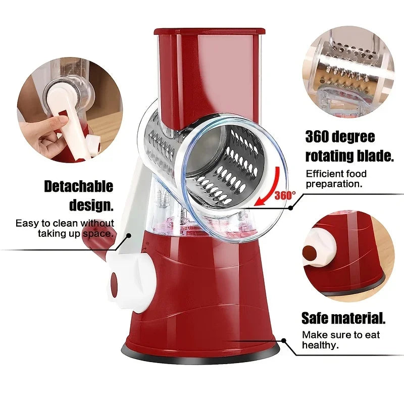 3-in-1 Manual Vegetable Cutter & Cheese Slicer | Multi-Purpose Kitchen Chopper & Shredder