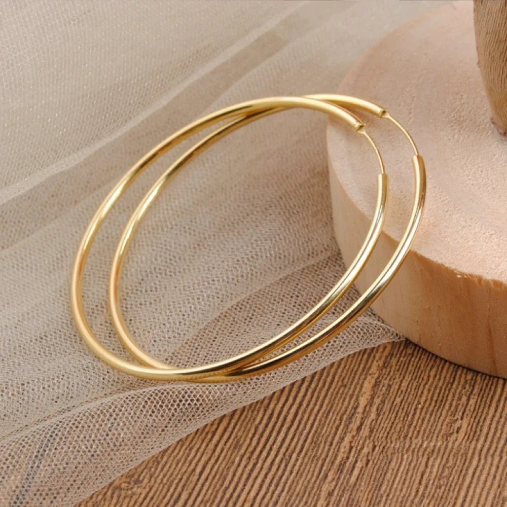 Bold Elegance: 12–70mm Stainless Steel Minimalist Gold Hoop Earrings for Women