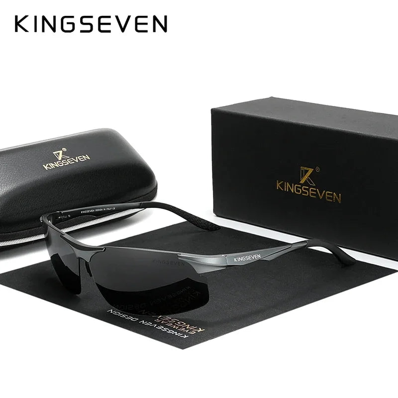 KINGSEVEN™ 9126 Polarized Aviator Sunglasses – Men's Premium Aluminum Eyewear with Mirror Lens | Unisex Driving Shades