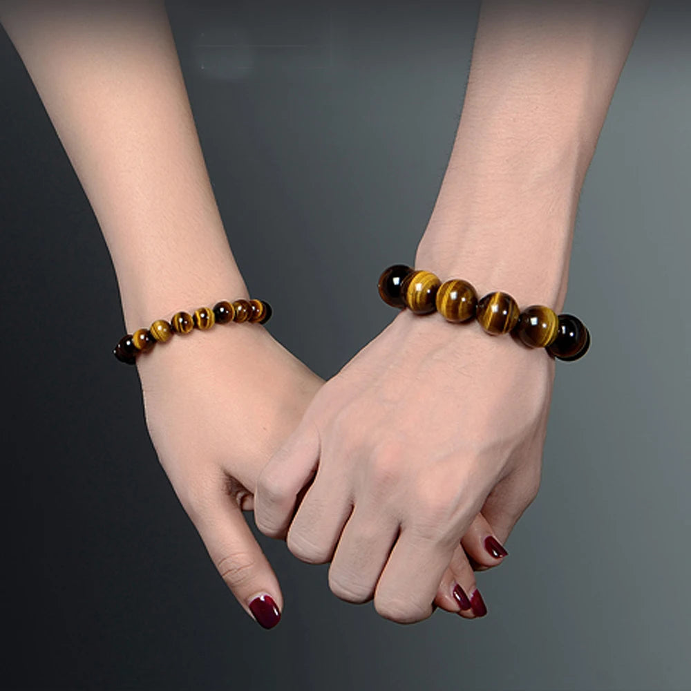 Natural 5A Tiger’s Eye Stone Bracelet – Unisex Energy Beaded Bracelet for Strength, Focus & Style