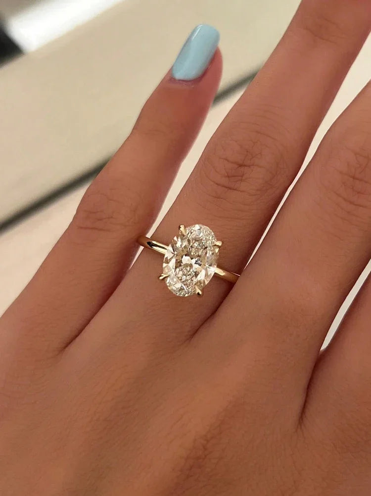 ZirconiaLux™ 925 Sterling Silver Oval-Cut Zircon Ring – 1–8CT Sparkling Engagement & Wedding Band | Luxury Fine Jewelry for Women