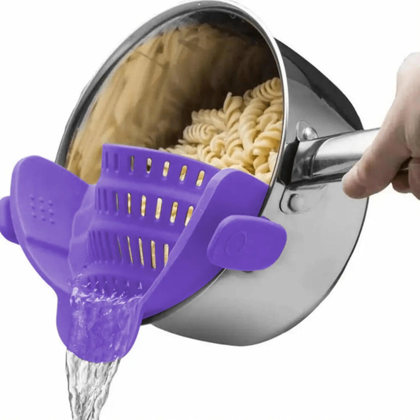 SnapStrain™ — Adjustable Clip-On Pot & Pan Strainer