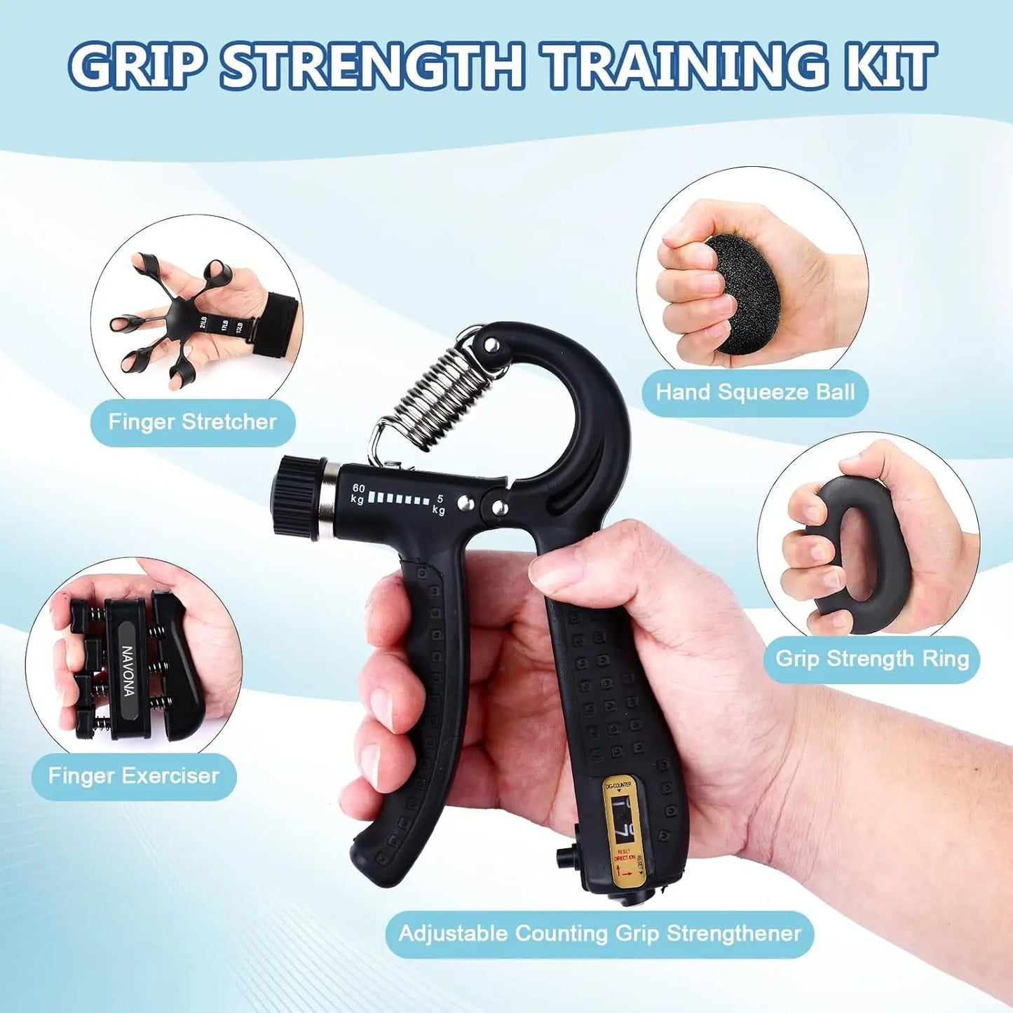 GripMaster Pro™ — 5-in-1 Hand Strength & Recovery Trainer Kit