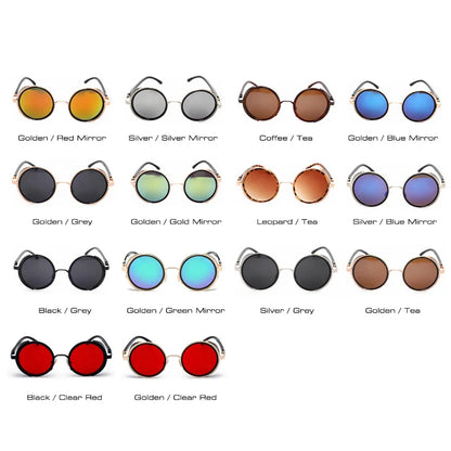 SHAUNA™ Vintage Round Steampunk Sunglasses – Unisex Retro Punk UV400 Designer Eyewear
