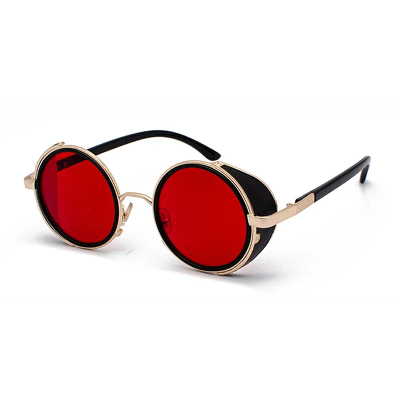 SHAUNA™ Vintage Round Steampunk Sunglasses – Unisex Retro Punk UV400 Designer Eyewear