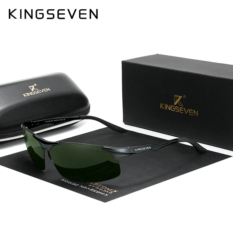 KINGSEVEN™ 9126 Polarized Aviator Sunglasses – Men's Premium Aluminum Eyewear with Mirror Lens | Unisex Driving Shades