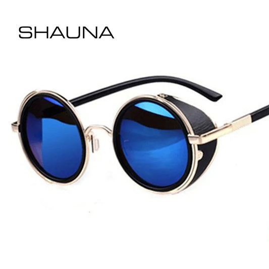 SHAUNA™ Vintage Round Steampunk Sunglasses – Unisex Retro Punk UV400 Designer Eyewear
