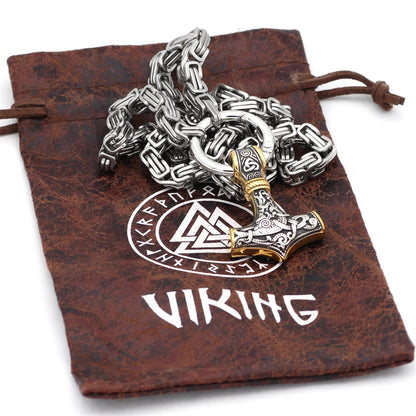 Nordic Viking Wolf Head Necklace | Norse Rune Amulet Stainless Steel Pendant for Men
