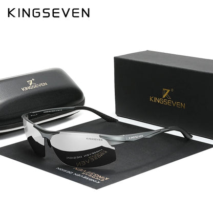 KINGSEVEN™ 9126 Polarized Aviator Sunglasses – Men's Premium Aluminum Eyewear with Mirror Lens | Unisex Driving Shades