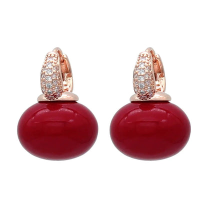 S&Z DESIGN Elegant Bread Round Pearl Dangle Earrings – Cubic Zirconia Wedding Jewelry Gift for Women