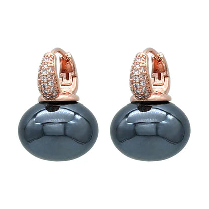 S&Z DESIGN Elegant Bread Round Pearl Dangle Earrings – Cubic Zirconia Wedding Jewelry Gift for Women