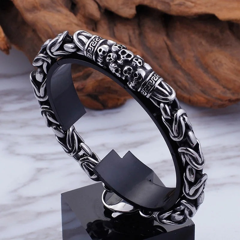 Vintage Silver Ethnic Dragon Cuff Bracelet – Bold Men’s Motorcycle & Street Style Jewelry