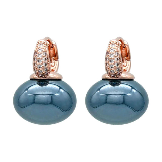 S&Z DESIGN Elegant Bread Round Pearl Dangle Earrings – Cubic Zirconia Wedding Jewelry Gift for Women