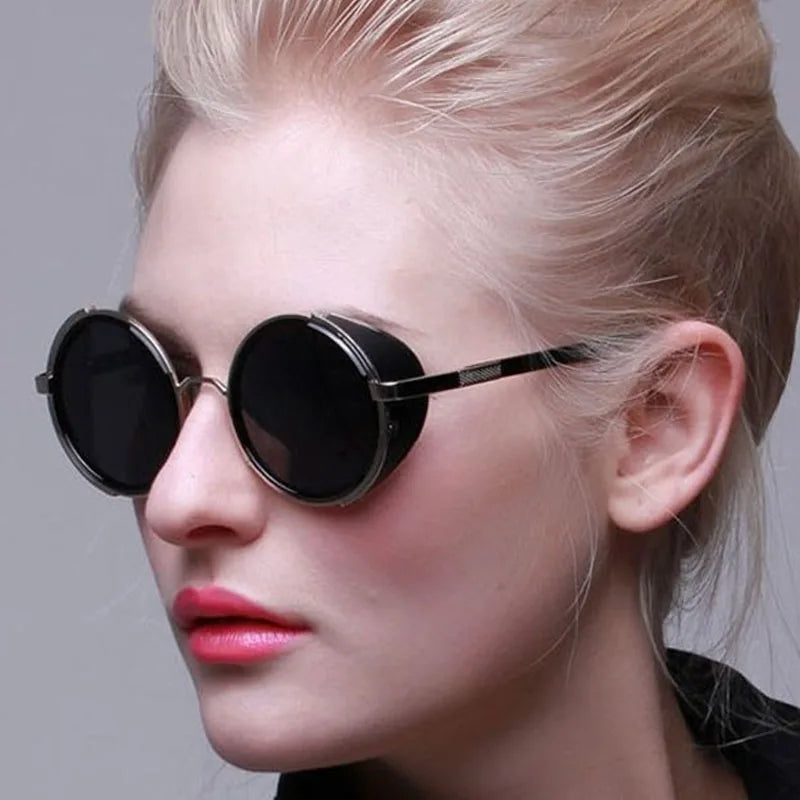 SHAUNA™ Vintage Round Steampunk Sunglasses – Unisex Retro Punk UV400 Designer Eyewear