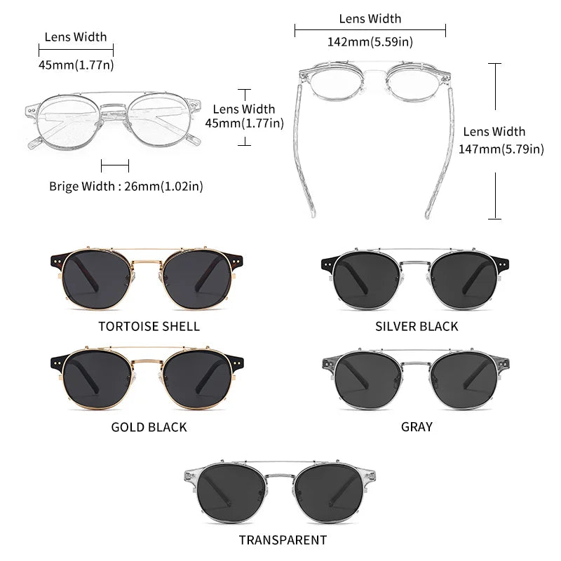GCV™ Gothic Retro Steampunk Sunglasses – Double Layer Polarized Lens, Acetate Frame, Blu-Ray Filter, Unisex