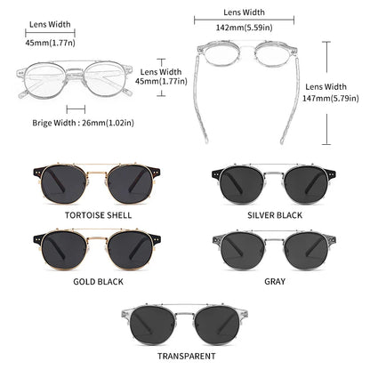 GCV™ Gothic Retro Steampunk Sunglasses – Double Layer Polarized Lens, Acetate Frame, Blu-Ray Filter, Unisex
