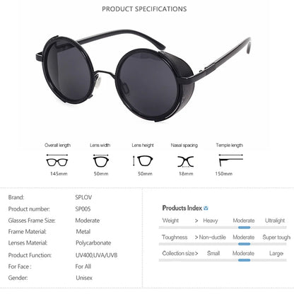 Retro Steampunk Round Sunglasses – Metal Shield Designer Eyewear for Men & Women | UV400 Mirror Lens Fashion Glasses