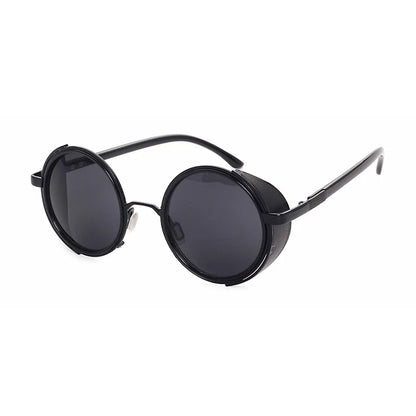 Retro Steampunk Round Sunglasses – Metal Shield Designer Eyewear for Men & Women | UV400 Mirror Lens Fashion Glasses