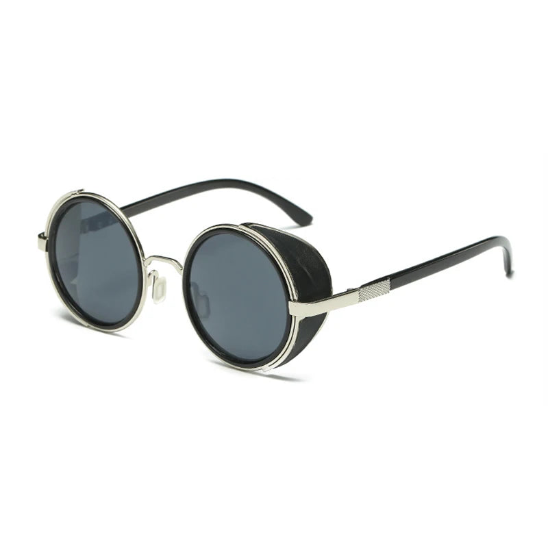Retro Steampunk Round Sunglasses – Metal Shield Designer Eyewear for Men & Women | UV400 Mirror Lens Fashion Glasses
