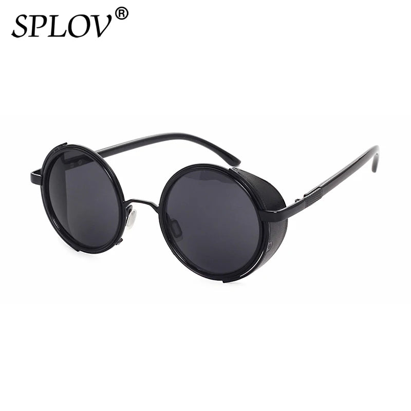 Retro Steampunk Round Sunglasses – Metal Shield Designer Eyewear for Men & Women | UV400 Mirror Lens Fashion Glasses