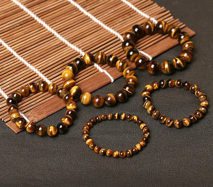 Natural 5A Tiger’s Eye Stone Bracelet – Unisex Energy Beaded Bracelet for Strength, Focus & Style