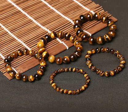 Natural 5A Tiger’s Eye Stone Bracelet – Unisex Energy Beaded Bracelet for Strength, Focus & Style