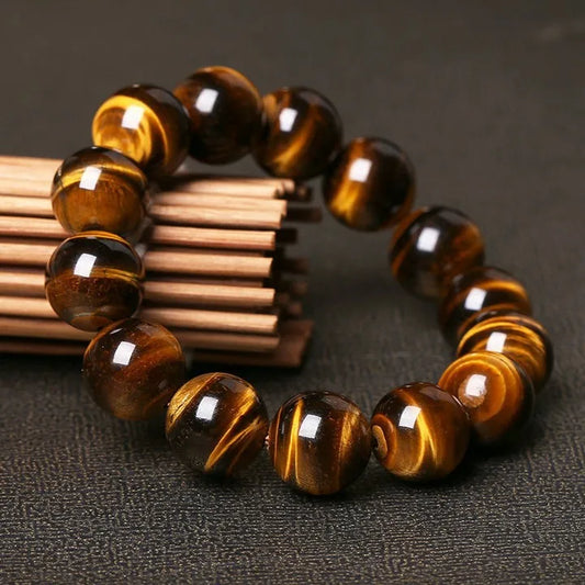 Natural 5A Tiger’s Eye Stone Bracelet – Unisex Energy Beaded Bracelet for Strength, Focus & Style