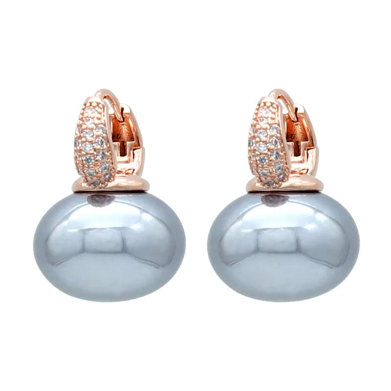 S&Z DESIGN Elegant Bread Round Pearl Dangle Earrings – Cubic Zirconia Wedding Jewelry Gift for Women