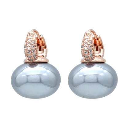 S&Z DESIGN Elegant Bread Round Pearl Dangle Earrings – Cubic Zirconia Wedding Jewelry Gift for Women