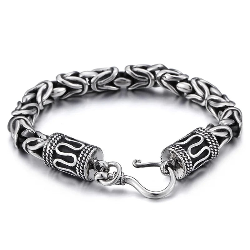 Vintage Silver Ethnic Dragon Cuff Bracelet – Bold Men’s Motorcycle & Street Style Jewelry
