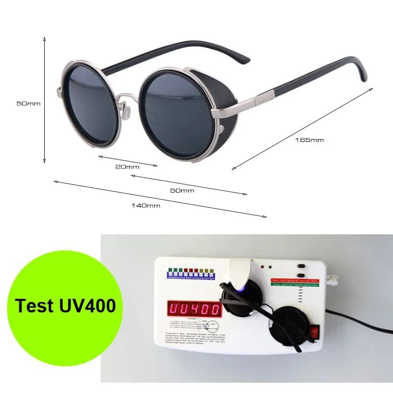SHAUNA™ Vintage Round Steampunk Sunglasses – Unisex Retro Punk UV400 Designer Eyewear