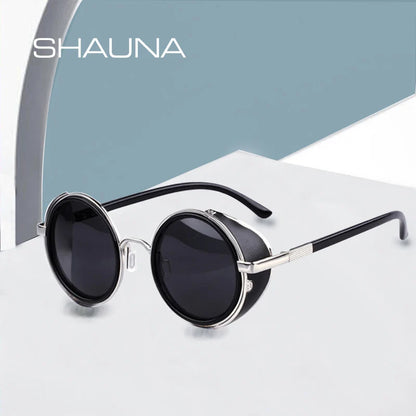 SHAUNA™ Vintage Round Steampunk Sunglasses – Unisex Retro Punk UV400 Designer Eyewear