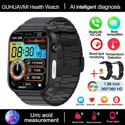2025 VitalCare™ ECG+PPG Smartwatch – Advanced Blood Pressure, Lipid, Uric Acid & Menstrual Health Tracker for Women