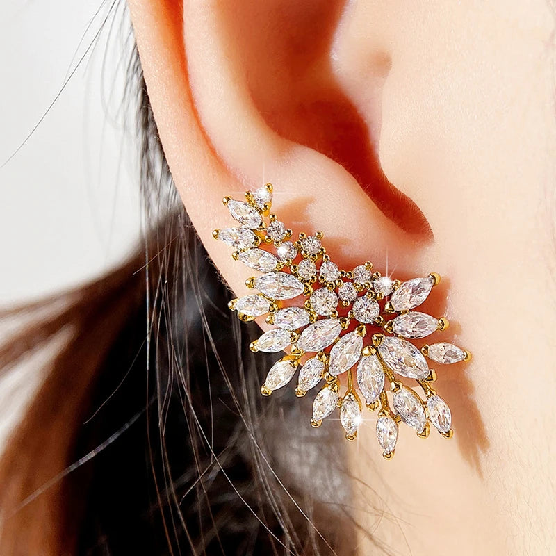 Huitan™ Dazzling CZ Stud Earrings – Glamorous Sparkle for Parties & Everyday Elegance