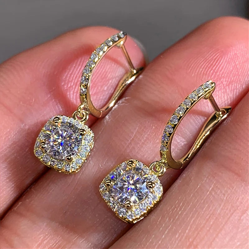 Huitan Trendy Square Drop Earrings – Elegant Bridal & Wedding Dangle Jewelry for Women