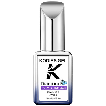 KODIES GEL Super Shine Diamond Top Coat – No-Wipe UV/LED Gel Sealer for Salon-Quality Finish | Long-Lasting Gloss Gel Polish