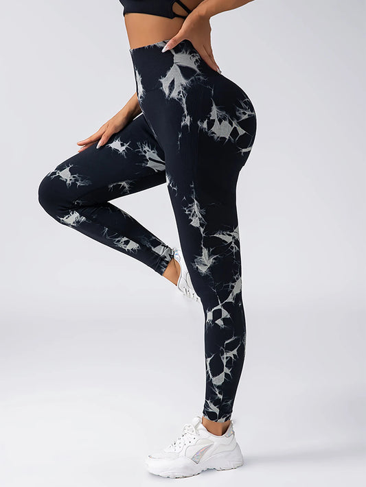 SculptWave™ Tie Dye Seamless Scrunch Leggings – High-Waist Butt-Lifting Yoga Pants for Women